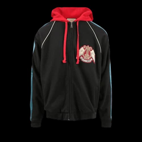 Gucci Patch Zipped Cotton Hoodie Black/Red