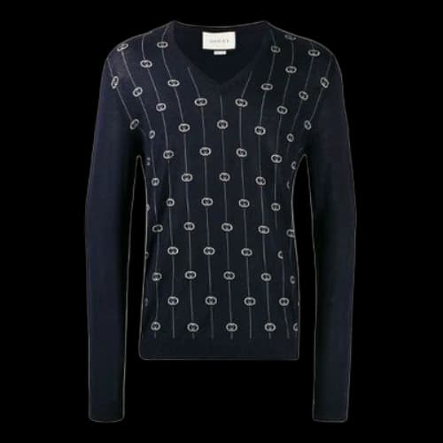 Gucci Monogram Motif Sweater 'Navy'
