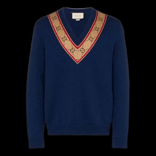 Gucci GG V-neck Wool Sweater 'Blue'