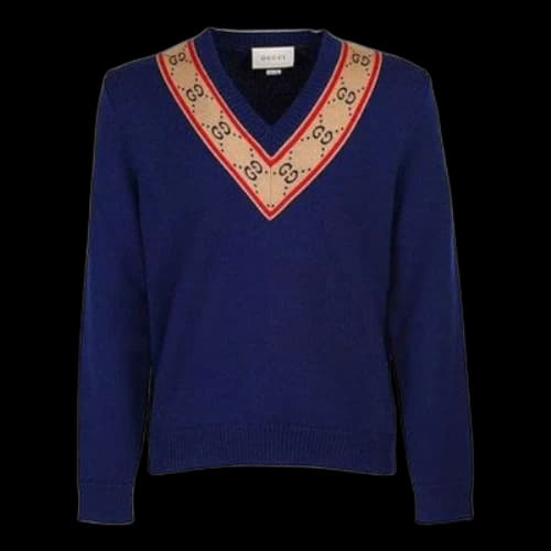 Gucci GG V-neck Wool Sweater 'Blue'