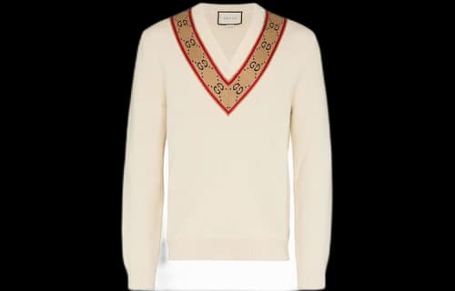 Gucci GG V-neck Wool Sweater 'Beige'