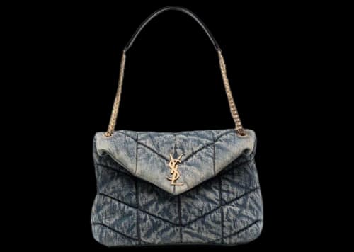 Saint Laurent Loulou Puffer Denim Shoulder Bag Blue