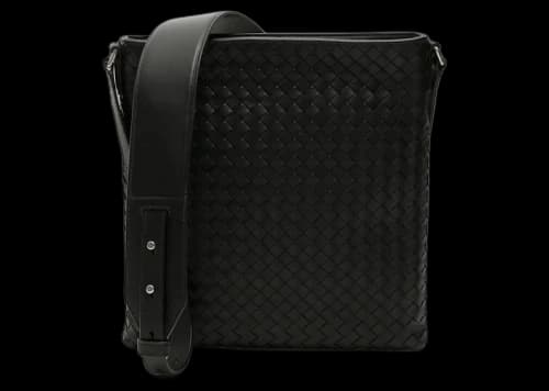 Bottega Veneta Intrecciato Weave Messenger Bag Black
