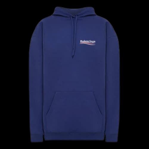 Balenciaga Logo Loose Hoodie Blue (Women's)