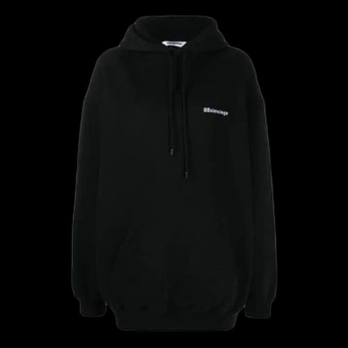 Balenciaga SS21 Logo Cotton Hoodie Black (Women's)