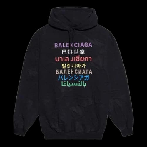 Balenciaga Multi-Color Logo Printing Hoodie Black (Women's)
