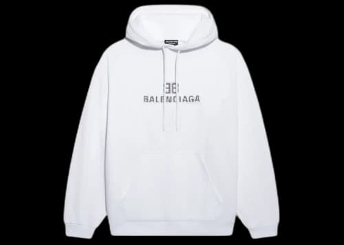 Balenciaga Womens BB Pixel Medium Fit Hoodie White