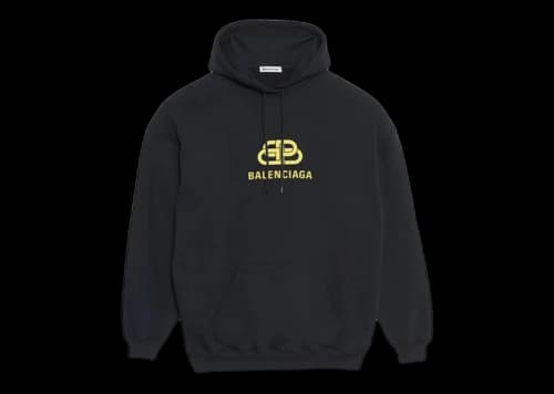Balenciaga Oversized Interlocked BB Hoodie Black/Yellow