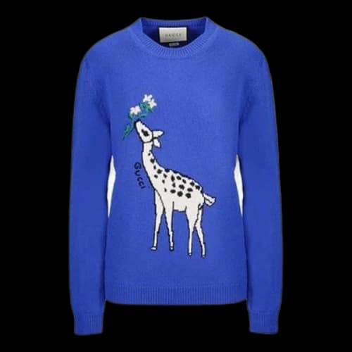 Gucci Deerlet Wool Sweater Female Blue (Women's)
