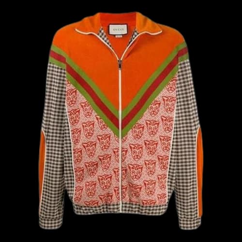 Gucci Houndstooth Cat-print Cotton-blend Track Jacket 'Orange'
