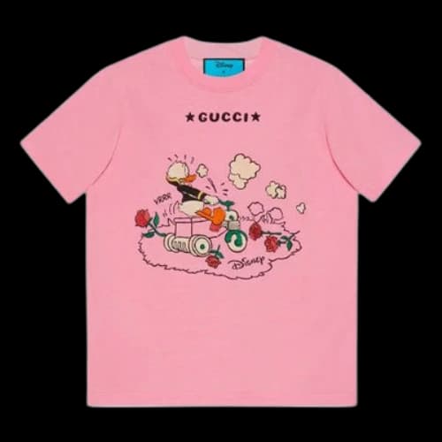 Gucci x Disney Crossover Donald Duck Printing Cartoon Short Sleeve Pink (Women's)