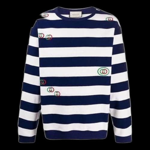 Gucci Striped Crewneck Jumper 'Navy White'