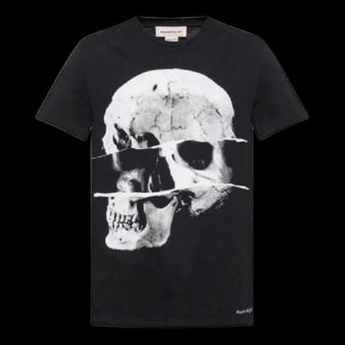 Alexander McQueen Large Skeleton Printing Short Sleeve Black