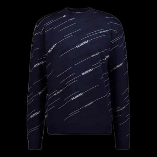 Balenciaga Alphabet Logo Round Neck Knit Top 'Navy Blue'