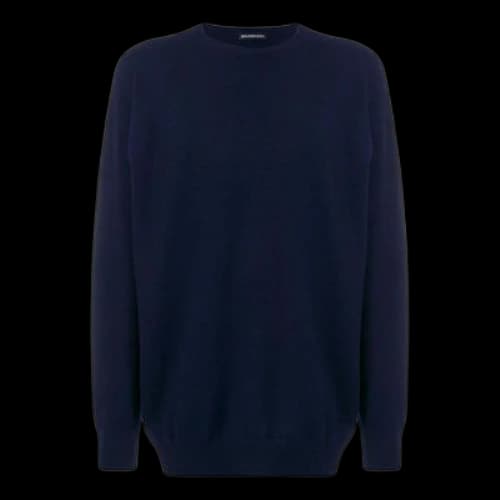 Balenciaga Back Logo Crew Neck Knit Cashmere Knit Sweatshirt 'Navy'