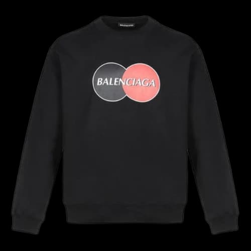 Balenciaga Logo Pattern Round Neck Long Sleeves Black