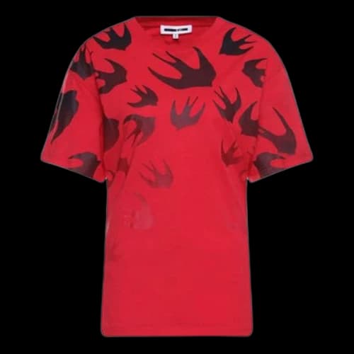 McQ Alexander McQueen SS21 Swallow Pattern Short Sleeve Red