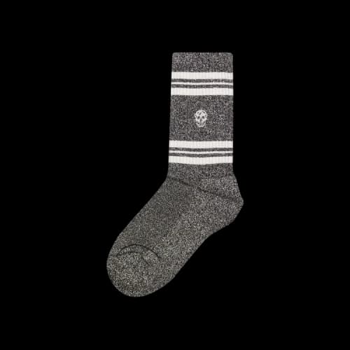 Alexander McQueen Sparkly Striped Skull Socks 'Black'