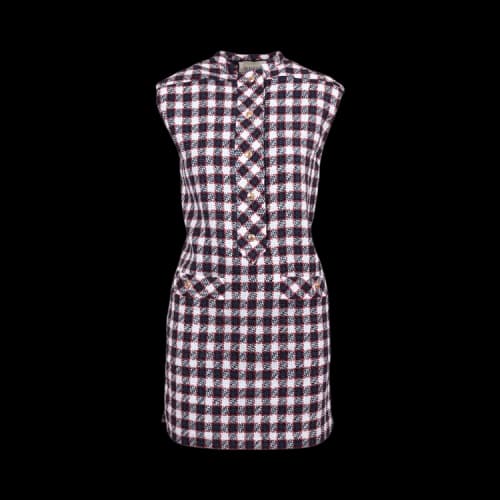Gucci Check Tweed Tunic Dress Blue Plaid