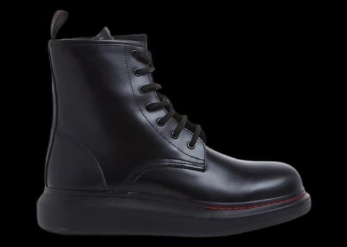 Alexander McQueen Leather Wedge Lace-Up Boot Black