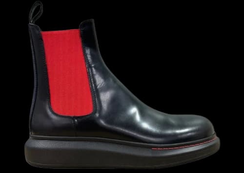 Alexander McQueen Hybrid Chelsea Boot Black Red