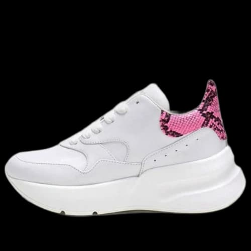 Alexander McQueen Oversized Snake Print Runner Sneakers 'White Pink' (Women's)