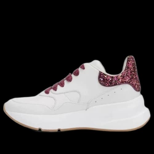 Alexander McQueen Leather Glitter Accents Sneakers 'White Pink' (Women's)