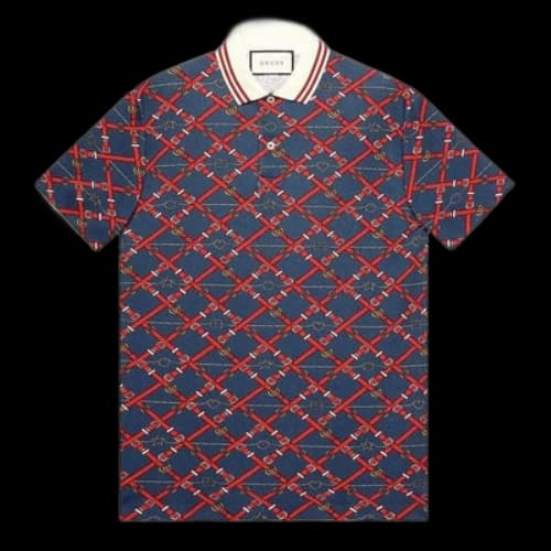 Gucci Belt Check Polo Shirt 'Blue Red'