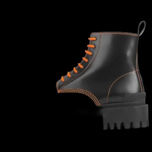 Balenciaga Strike 20mm Lace-up Martin Boots Black/Orange