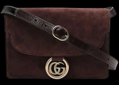Gucci Suede Crossbody Bag Brown