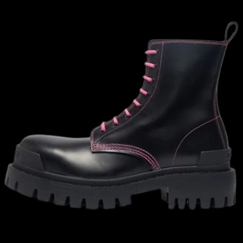 Balenciaga Strike Lace-up Martin Boots Black/Pink (Women's)