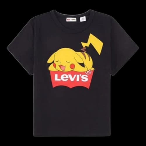 LEVI'S Levis x Pokmon Crossover Pikachu Cartoon Printing Short Sleeve Black