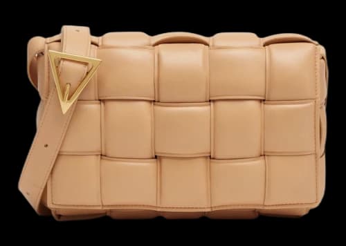 Bottega Veneta Padded Intreccio Cassette Crossbody Bag Almond