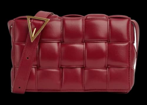 Bottega Veneta Padded Intreccio Cassette Crossbody Bag Dark Red