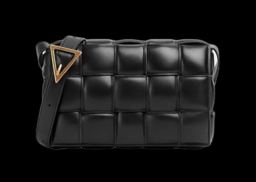 Bottega Veneta Padded Intreccio Cassette Crossbody Bag Black