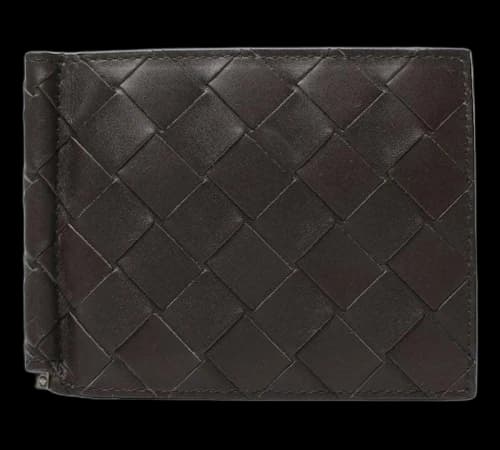 Bottega Veneta Intrecciato Bill Clip Wallet Brown/Teal