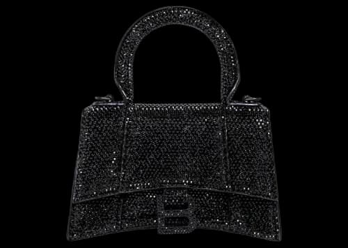 Balenciaga Hourglass XS Hangbag With Rhinestones Black