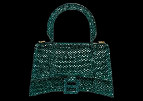 Balenciaga Hourglass XS Hangbag With Rhinestones Green
