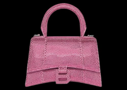 Balenciaga Hourglass XS Hangbag With Rhinestones Pink