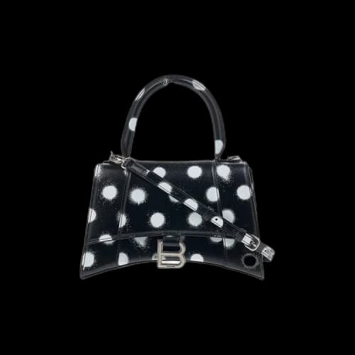 Balenciaga XS Black Polka Dot Spray Hourglass Handbag 'Black'