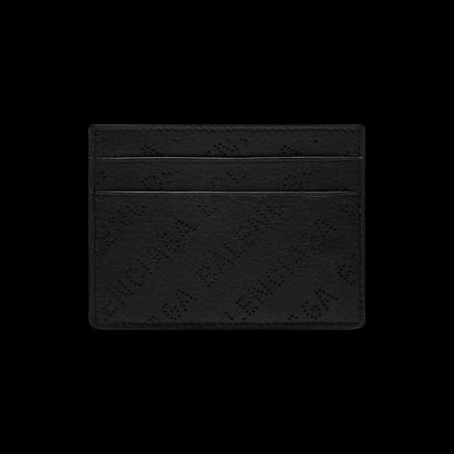 Balenciaga Perforated Logo (4 Card Slots 1 Slip Pocket) Cash Card Holder Black
