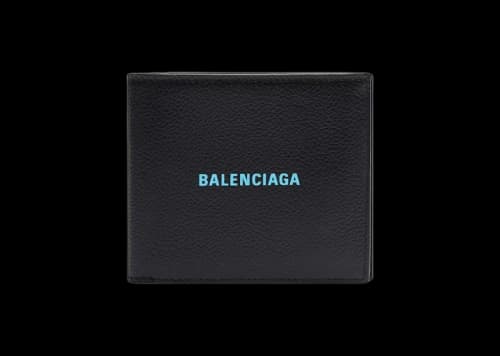 Balenciaga Cash Square (8 Card Slot 2 Bill Compartments) Folded Wallet Black/Blue