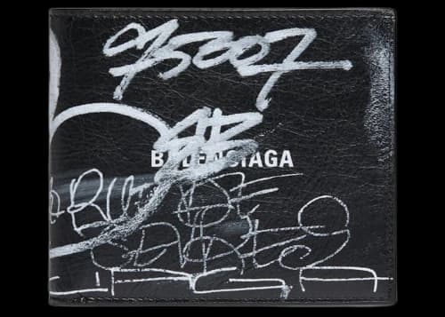 Balenciaga Square Folded Graffiti Wallet Black/White
