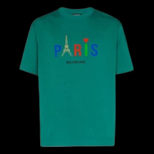 Balenciaga Paris Love Regular T-Shirt Printing Short Sleeve Green
