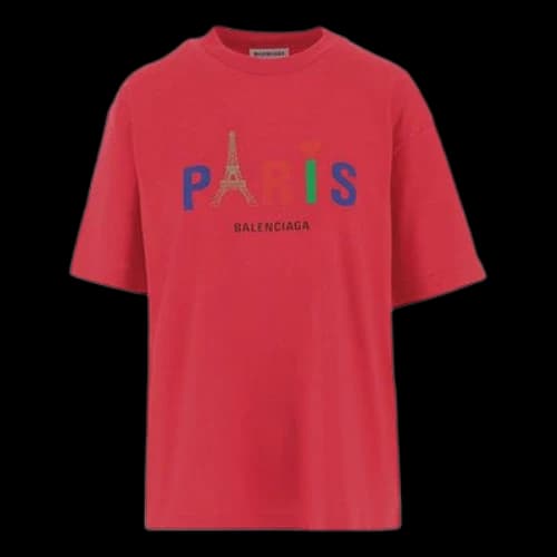 Balenciaga Paris Love Regular T-Shirt Printing Short Sleeve Red