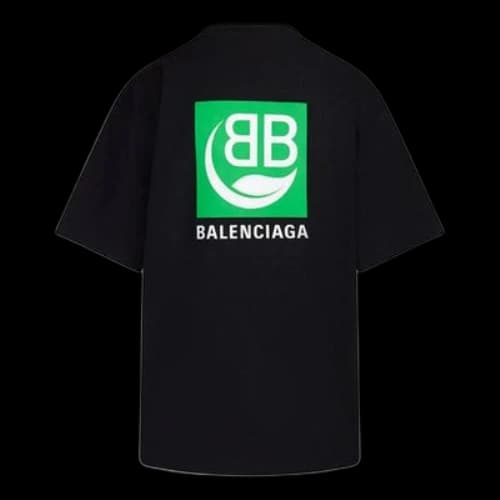 Balenciaga B Environmental Friendly Green Alphabet Logo Printing Short Sleeve Black