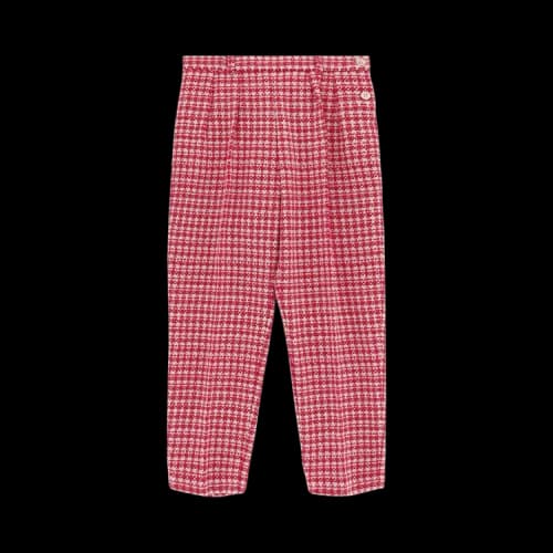 Gucci Plaid Tweed Trousers Pink