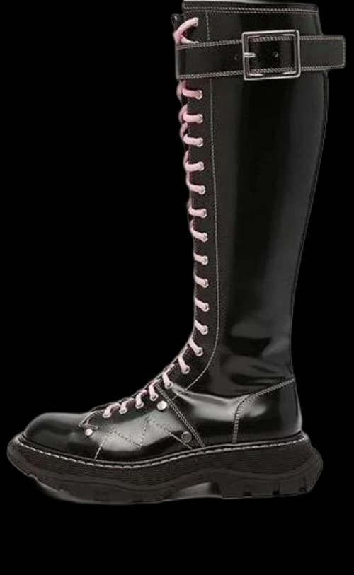 Alexander McQueen Tread Lace Up Boots 'Black Pink Lace' (Women's)
