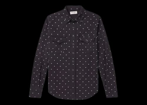 Saint Laurent Polka-dot Denim Western Shirt Navy
