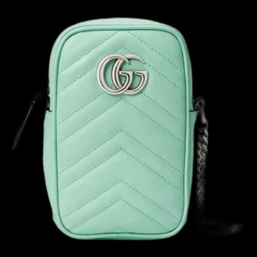 Gucci GG Marmont Silver Logo Messenger Bag Green (Women's)